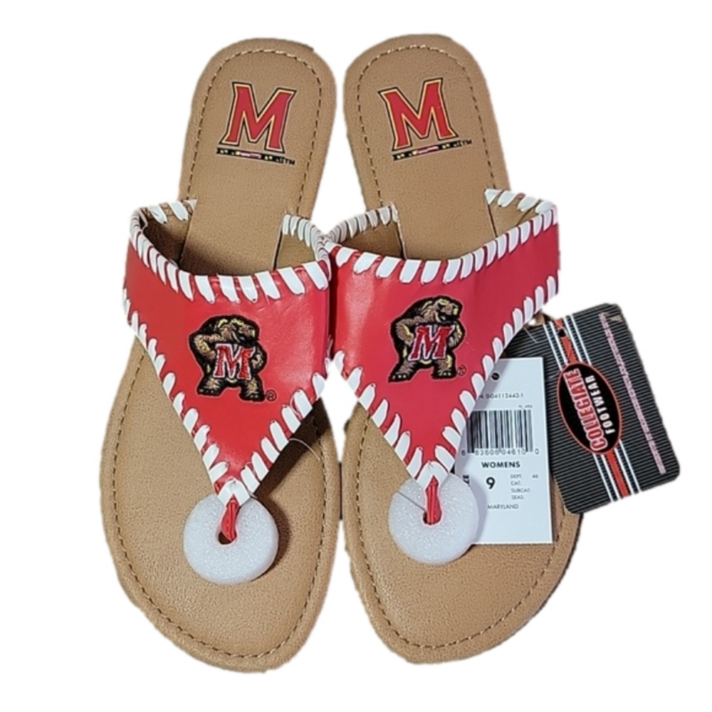 UMD Terp Vegan Leather Flip FlopSandal Size 9 NWT